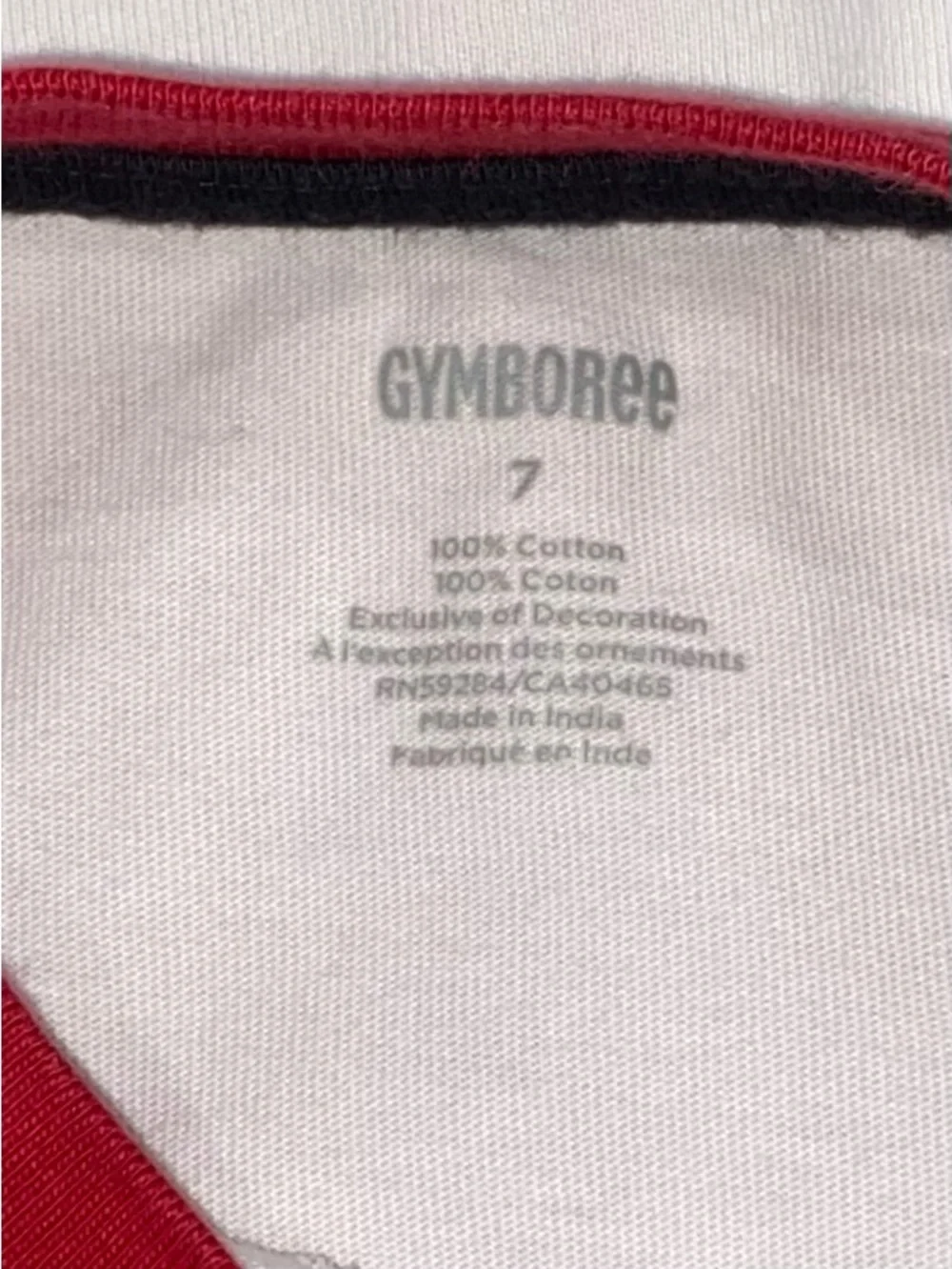 Gymboree Boys ‘Fire Chief’ Red and White Long Sleeve Raglan Shirt Size 7